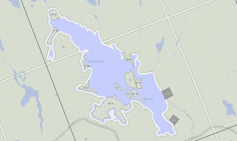 Zoning Map of Coldwater Lake in Municipality of Georgian Bay and the District of Muskoka